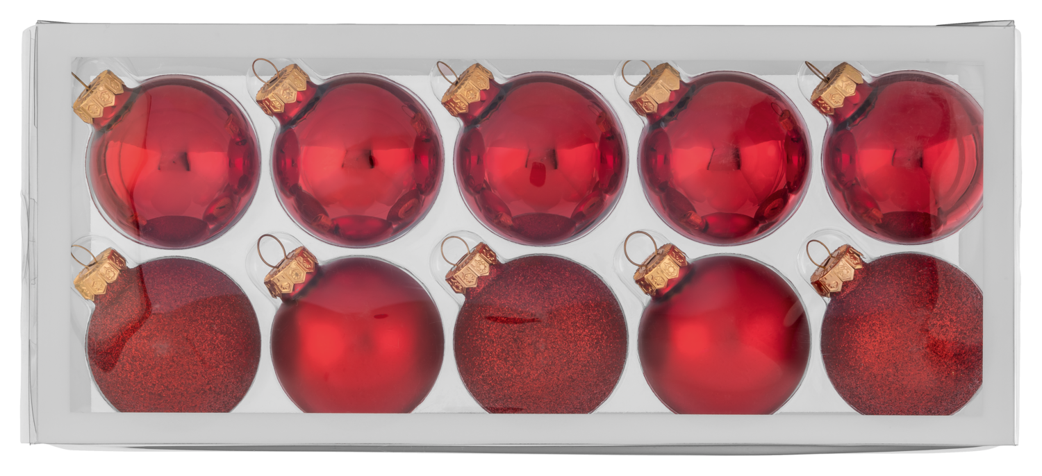 LIVARNO Glazen kerstballen, set van 10 of 24 (5 cm, Rood)