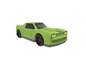 Een groene Hot Wheels sportwagen met zwarte velgen.