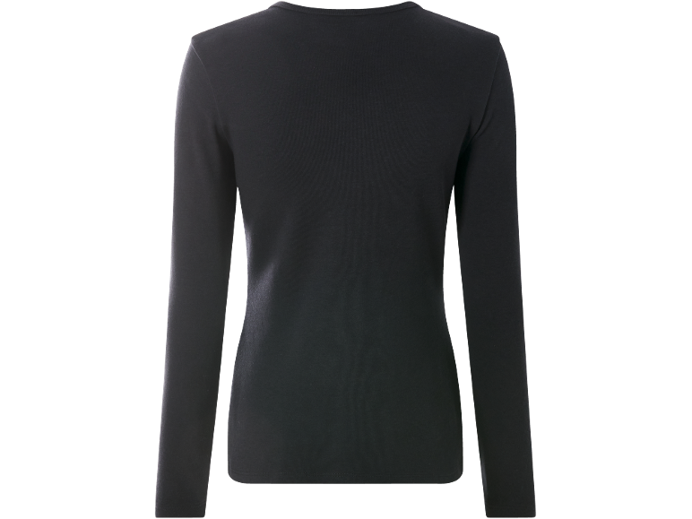 Zwart dames shirt met lange mouwen, achterkant.