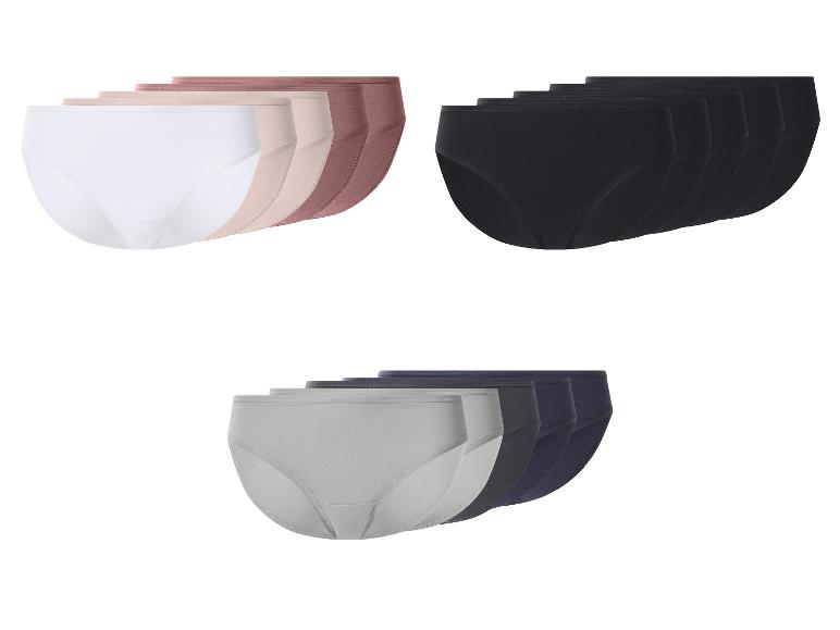 Pakketten damesonderbroeken in wit, zwart, beige, bruin, grijs en marineblauw.