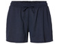 Donkerblauwe shorts met elastische tailleband en touwtjes.