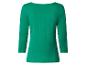 Achterkant van een groen dames T-shirt met 3/4 mouwen