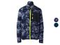 Blauwe fleecejas met camouflageprint en felgele rits