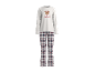 Dames kerstpyjama met shirt met lange mouwen en geruite broek