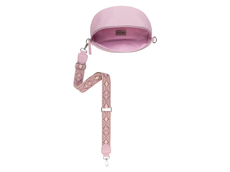 Een roze Esmara handtas met een geweven schouderband.