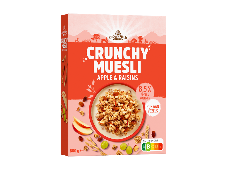 Krokante muesli met appel en rozijnen, verpakking van 800 g