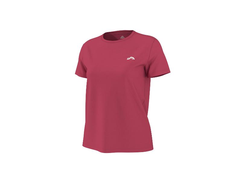 Rood dames sport T-shirt met korte mouwen en een klein wit logo.