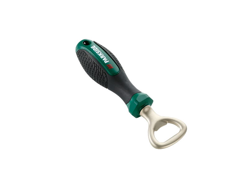 Parkside flesopener met ergonomische handgreep.