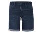 Donkerblauwe jeans shorts, klassieke pasvorm.