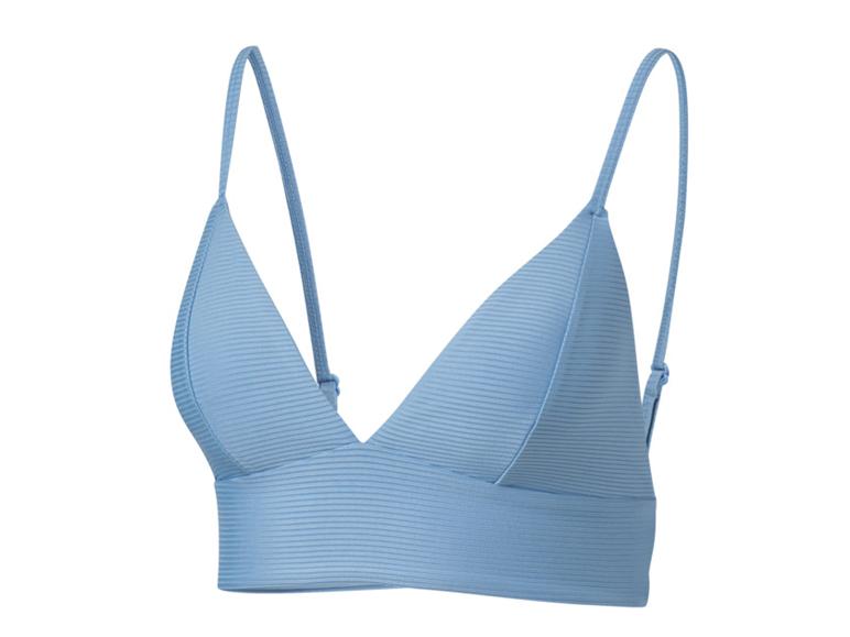 Lichtblauw geribd bikini top, driehoek model.