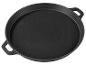 Zwarte gietijzeren pan met twee handvatten