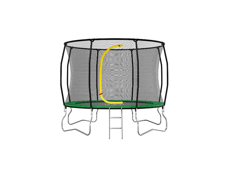Tuin trampoline met veiligheidsnet en ladder, groen en zwart