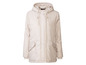 Beige winterjas met capuchon.