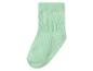 Een mintgroene geribbelde sok.