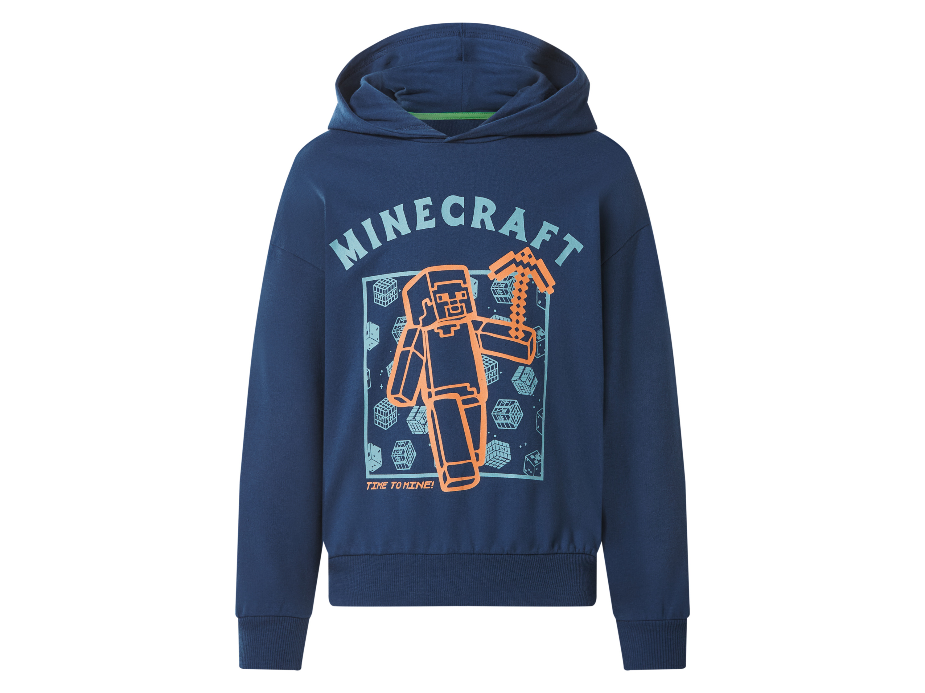 Kinder hoodie (Minecraft blauw, 134/140)