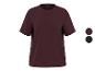 Bordeauxrood T-shirt met korte mouwen, met kleurstalen van bordeauxrood en zwart ernaast.