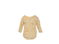 Gele baby romper met print van huisjes, sjaals en sneeuwvlokken.
