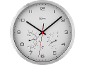 Wandklok met thermometer en hygrometer, toont 10:10 uur.
