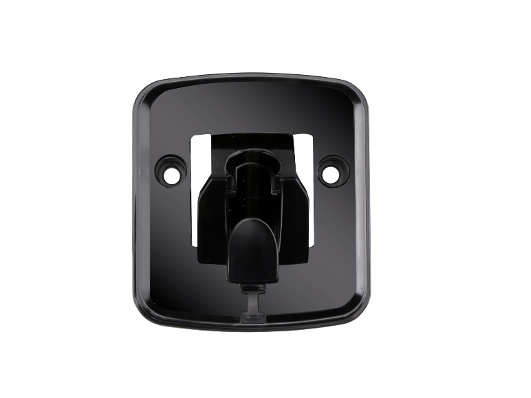 Zwarte plastic wandhouder.