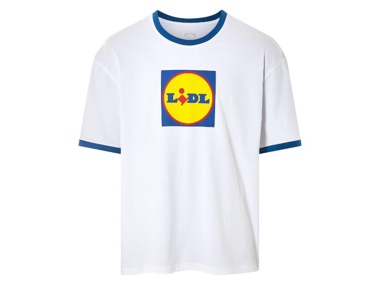 Wit T-shirt met contrasterende boord en Lidl logo.