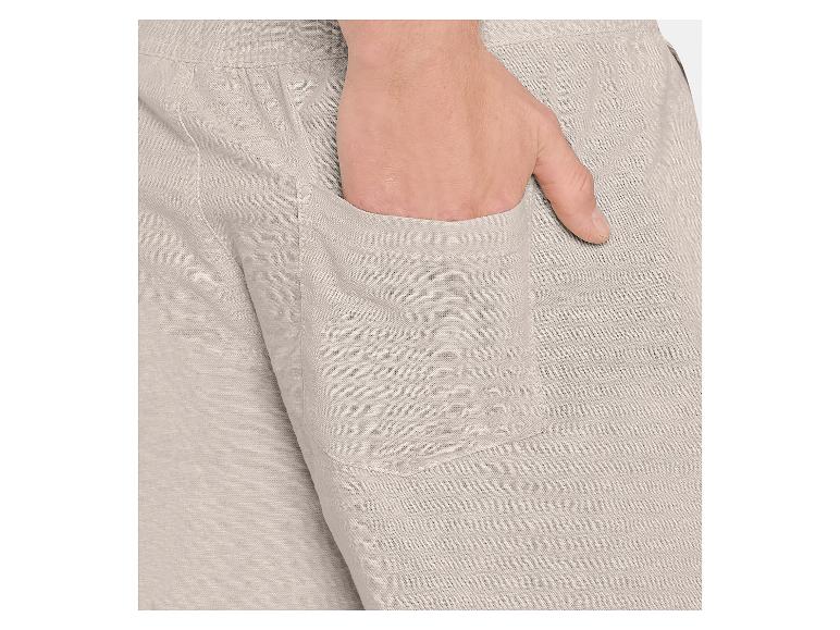 Beige herenshorts van linnenmix met zijzak