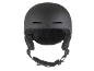 Zwarte skihelm met ventilatieopeningen en kinband
