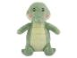 Groene krokodil knuffel met roze wangen en lichtgroene buik