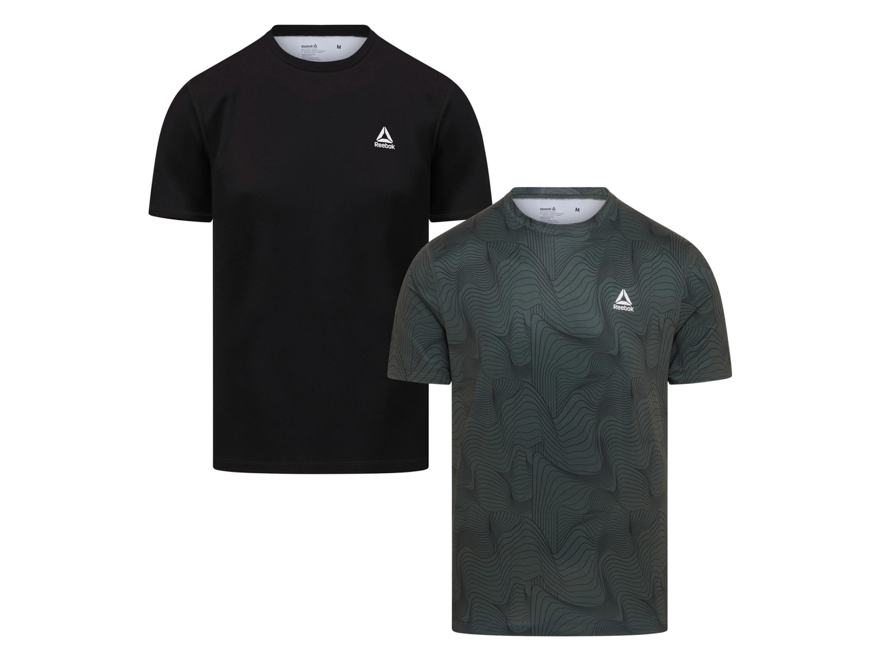 Reebok Set van 2 Heren T-shirts Active Wear (Zwart/kaki, S)