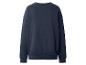 Donkerblauwe sweater met lange mouwen, achteraanzicht.