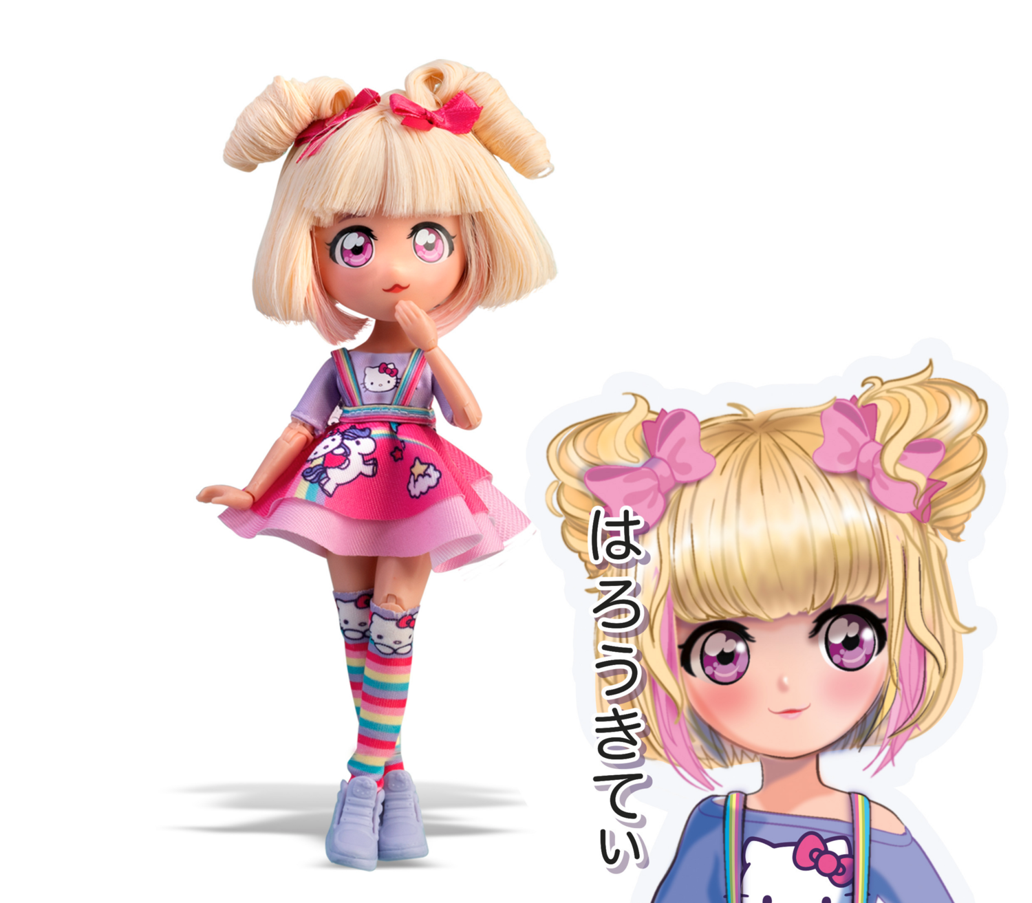 HELLO KITTY Manga pop, 19 cm (Candy Unicorn - blond haar)