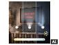 Drie LED wandlampen met verschillende kleurtemperaturen, van warm tot koel, op een donkere muur.