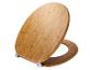 Houten toiletzitting met chromen scharnieren