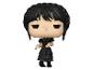 Funko Pop! figuur van Wednesday Addams in zwarte jurk en vlechten.