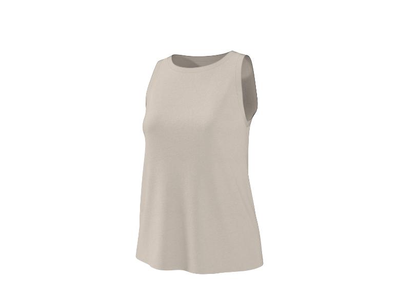 Beige mouwloze damestop, vooraanzicht.