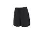Zwarte sportshorts met elastische tailleband en trekkoord.