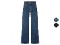 Donkerblauwe wide-leg jeans met twee kleurstalen