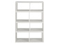 Witte boekenkast met zes vakken.