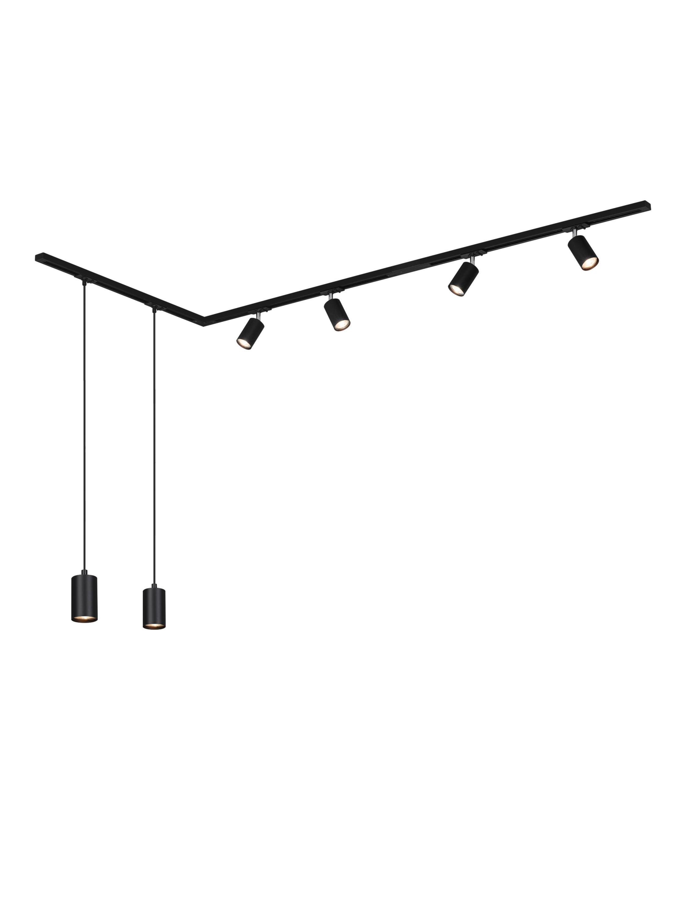 BRILONER LED-plafondlamp rails (2,25 m L-vorm, 2 pendels, Zwart)