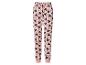 Roze pyjamabroek met zwart Mickey Mouse-patroon en trekkoord in de taille.