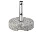 Ronde granieten parasolvoet met zilverkleurige metalen paal