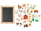 Boerderijdierenpuzzel met magneten, inclusief een krijtbord en accessoires.