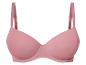 Een roze bh met gladde cups.