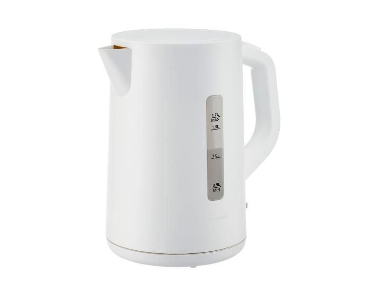 Witte SilverCrest waterkoker met een inhoudsindicator van 1,7 liter.