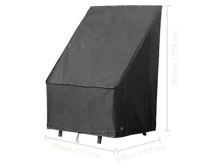 Zwarte beschermhoes voor tuinmeubelen met afmetingen 119x91x63 cm.