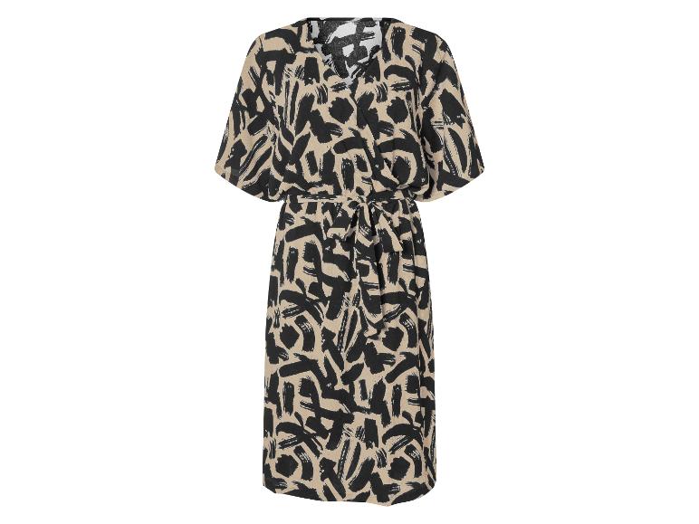 Midi jurk met abstracte print en riem.