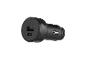 Zwarte autolader met USB-A en USB-C poorten