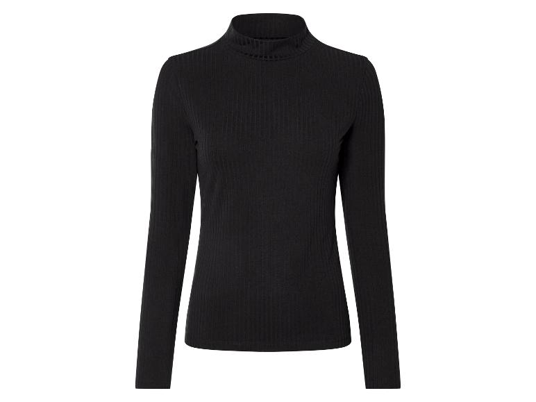 Zwart geribbeld turtleneck shirt.