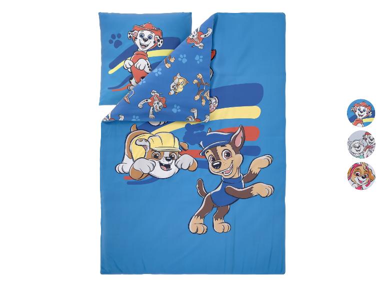 Blauw dekbedovertrek en kussensloop set met cartoon hondenfiguren