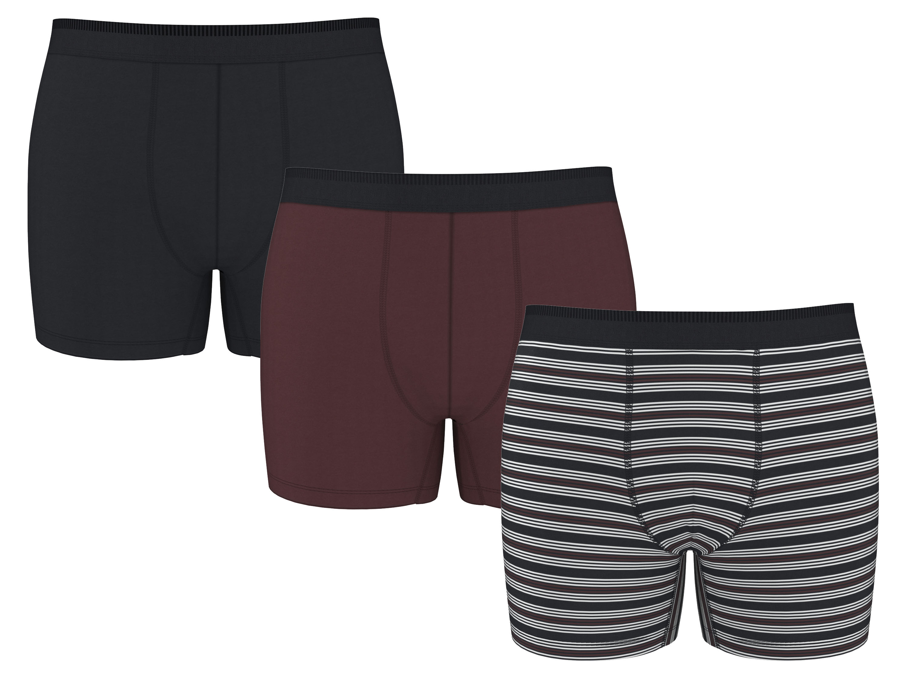 ESMARA MEN Set van 3 heren boxers (Zwart/rood/gestreept, M)