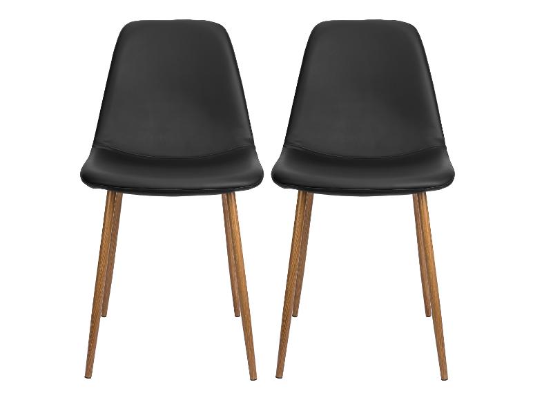 Twee zwarte eetkamerstoelen met houten poten